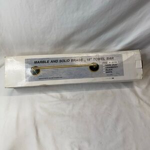 Vintage 1980s Solid Brass& Marble Towel Bar/Rack/Bathroom Towel Holder 18”